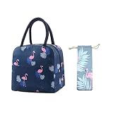 Bolsa Térmica Comida Bolsas de Almuerzo caja porta con Aislamiento Bolso de Mano para Mujeres Impermeable Fiambrera Isotermica Aislado Térmico para Hombres niñas niños (Azul oscuro)