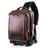 BAGZY Grande Bolso Cruzado Hombre Mochila de Hombro Bolsos de Mochila Bandolera Piel Cuero CrossBody Daypack Bolsa de Negocios Pecho Ciclismo Senderismo Camping Deporte Al Aire Libre Gimnasio