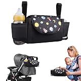 Bolsa Organizadora de Cochecitos para Mamá Bolsa de cochecito de gran capacidad con 2 portabotellas Organizador de cochecito colgante Accesorios para bebés - SVTEOKO (Cielo estrellado)