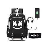WYCY Mochila Luminosa Mochila Escolar de Gran Volumen 36L con Puerto de Carga USB y Línea de Audio Mochila Escolar Unisex Mochila con Luminosa Caja de Lápices (Marshmellow)