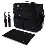Bolso cambiador para carrito de bebé. Organizador con interior térmico, ganchos y correa universal. Compacto y moderno. (Negro)