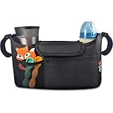 Bolso Organizador Carrito Bebe Negro - Ten Todo lo Importante al Alcance de la Mano, Bolsa de Manillar de Carrito con Portavasos. Ajuste Universal - Baby Uma