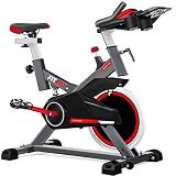 Fitfiu Fitness BESP-100 - Bicicleta indoor con disco de inercia de 16 kg y resistencia regulable, Bici de entrenamiento fitness con sillín ajustable, pulsómetro y pantalla LCD