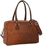 Gusti Leder nature'Emily' Bolso de Mano de Cuero MacBook-Air MacBook-Pro 13' Formato A4 Estilo Vintage Retro College Universidad Clases Carpetas Portátil Hebillas Retro Unisex Marrón M25