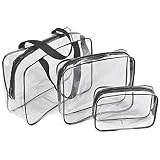 3 Pcs Bolsas de Aseo Transparente, Viaje Impermeable Mujer Bolsa de Cosmético Organizador de Viaje