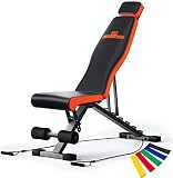 ACTIVEWEIGHT Banco de pesas ajustable plegable | 90 grados, pendiente, inclinado | Premontado | Juego de pesas | Bancos de gimnasio | Entrenamiento de cuerpo completo | *BANDAS ELASTICAS GRATIS*