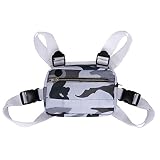 Bolso de pecho para hombres y mujeres, bolso para el pecho, bolso de hip hop, riñonera ajustable, mochila táctica de camuflaje, bolsillo para accesorios de teléfono móvil, radio