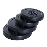 HOMCOM Juego de 4 Discos de Pesas de 5 kg y 10 kg con Orificio de Ø25 mm para Entrenamiento de Fuerza Levantamiento de Pesas Negro
