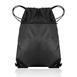 FRIUSATE Mochila Cuerdas, Bolsas de Cuerdas Cremallera y Cordón Ajustable, Bolsa Lona Mochilas Mujer Mochila Tela con Cuerdas, Mochilas Saco, Mochila Deporte, Mochila Gimnasio, Mochila Playa(Negro)
