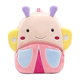 Mochila para Niños de Dibujos Animados Animales 3D Suave Mochila de Felpa para Infantil Niño Niña de 2 a 4 años, Mariposa
