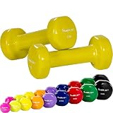 Movit Set de 2 Mancuernas de Vinilo, una mancuerna con una Superficie de Vinilo, 2X 1.0kg en Amarillo