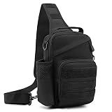 BAIGIO Mochila Cruzada Hombre Bolsa de Hombro Bandolera Mochila de Pecho Estilo Militar Sling Mochila Frontal Bolso Messenger para Usar al Aire Libre Camping Ciclismo Excursionismo (negro)