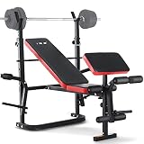 ISE Banco de Musculación Multifuncional Inclinable para Entrenamiento Completo, Banca de Peso Ajustable Plegable Fitness Doméstico para Casa, Máx 150KG SY-5430B