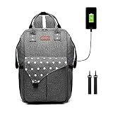 Kono Mochila Pañales Maternal Bolso Carro Bebé Mochila Carrito Bebe Impermeable y Puerto de Carga USB (Gris)
