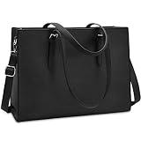 Bolso Mujer Bolsos Bandolera para Ordenador Portátil 15.6 Pulgadas Impermeable Bolsos de Mujer Cuero PU Universidad Shopper Bolsa Tote Negro