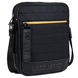 Lois - Bolso Hombre Bandolera Pequeña de Nylon Resistente y Ligero - Bolso de Hombro Hombre con Cremallera de Marca LOIS Uso Casual, Trabajo y Viaje 305826, Color Negro