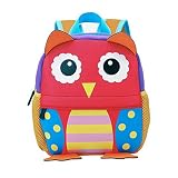 Mochila Infantil para Niños Primaria Pequeña Guardería Mochila Preescolar para Niños de 2-5 Años Dibujo de Animal Lindo (Búho, 26 * 10 * 32CM)