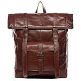 SID & VAIN Mochila Liam Roll Top Backpack portátil 15.4 File Bolso de Hombro Piel marrón