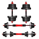 CCLIFE Mancuernas Ajustables con Pesas Barra y Discos 20/30 / 40KG Mancuernas 2en1, Color:2 x 20 KG,Negra,con Barra