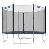 SONGMICS Cama Elástica de 305 cm (10 Pies), Trampolín para el Jardín Caja de Red de Seguridad, Postes Rectos Acolchados, TÜV Rheinland Prueba de Seguridad, Negro y Azul STR10FT