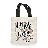 NymphFable Bolsa Lona Mujer Flores Letras Reutilizables Ecológicas Bolsas para Comestibles Plegables Grande
