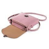 LaRechor Bolso Bandolera para Mujer Pequeño con Cerradura Antirrobo, Retro Mini Bolso de Hombro Crossbody Bolsa (Rosa)
