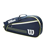 Wilson Junior 3 Bolsa de tenis, Hasta 3 raquetas, Azul marino/blanco/verde lima, WR8012801001