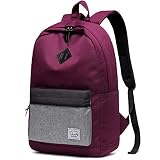 VASCHY Mochilas Escolares Mochila Juveniles para Portatil 15 Pulgadas Mochilas Mujer Vintage Mochila Hombre Casual Mochilas para Universitarios Resistente Al Agua Burdeos