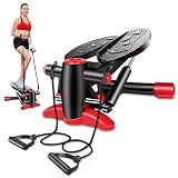 Mini Stepper Cardio Fitness Casa, Hometrainer Stepper con Pantalla Digital LCD, Máquina Paso a Paso con Banda de Resistencia Entrenamiento para el Hogar