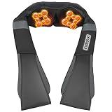 ESSEASON Masajeador de Espalda Shiatsu - 16 Nodos Masajeador Cervical con 3D Amasamiento Profundo Rotación y Función de Calor, Relajación para Cuello y Hombros - Casa Oficina Coche (A-Negro)