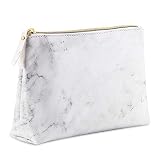 BOJLY Bolsa de Maquillaje de Mármol, Bolsa de Aseo Neceser de Viaje para Hombres y Mujeres, Bolso Cosmético de Cuero de PU Plegable Impermeable Multifuncional