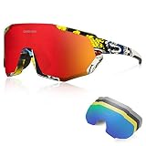 Queshark Gafas Ciclismo CE Certification 1 Polarizadas 4 HD Lentes Intercambiables UV 400 Gafas,Corriendo,Moto MTB Bicicleta Montaña,Camping y Actividades al Aire Libre para Hombres y Mujeres TR-90