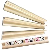 4PCS Bandejas de dominó Racks de dominó de madera Soportes de dominó para fichas de dominó Estante de juegos para niños Mayores Adultos Jugadores profesionales Bandejas de dominó [ NO INCLUYE dominó]