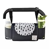 Mlysnd Bolso Carrito Bebe, 1Piezas Bolso Silla Paseo Bebe Bolso Cochecito Bebe Multicompartimento Universal De Gran Capacidad Para Biberón, Pañuelo, Ropa, Chupete, 36 * 12 * 13 Cm (Negro)