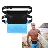 Bolsa Estanca,Riñonera Impermeable,Bolsa Estanca Playa,Adecuado para Todo Tipo de Deportes acuáticos,Natación,Playa,Estuche Impermeable con Cinturón Ajustable.(Negro+Azul Claro 2 Piezas)