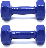 TIENDA EURASIA Pack 2 Mancuernas - Juego de Mancuernas con Recubrimiento de Vinilo - 1Kg / 6Kg - Ideal para Hacer Ejercicio en Casa (Azul, 4Kg)
