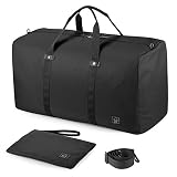 GAGAKU 80L Bolsa de Viaje Plegable Bolsas Grande Duffel Bag para Avión Cabina Impermeable Nylon XXL - Negro