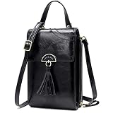REETEE Bandolera Pequeña Mujer Cuero PU Cartera Bolso de Teléfono Móvil para Mujer, Mini Crossbody Bag Bolso Movil Mujer Monedero con Ranuras para Tarjeta y Correa Ajustable (negro)