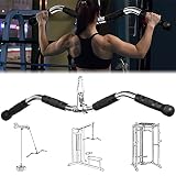 Fitness Barra Pull de Polea in Acero para Bíceps y Tríceps, 76 cm Barra Curl de Remo de Gym Máquina LAT con Giro y Mango de Goma, para Entrenamiento Gimnasio de Fuerza, Corporal, Muscular, Musculacion
