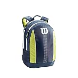 Wilson Mochila de tenis, Junior, Hasta 2 raquetas, Azul marino/verde lima/blanco, WR8012901001