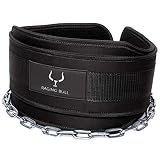 Raging Bull Cinturon Lastre dominadas para Pesas Gym. Cinturon Lumbar Gimnasio con Cadena de Hierro para Powerlifting, Crossfit, Halterofilia, Calisthenics, Faja para Levantar Peso Dip Belt