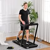 HOMCOM Cinta de Correr Eléctrica Plegable 1-12km/h Cinta de Andar Portátil con Pantalla LED Táctil Control Remoto Ruedas de Transporte Casa Oficina 134x66x107 cm Negro