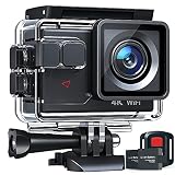 AC700 Cámara Deportiva 4K Wi-Fi 20MP (Cámara de Accion Acuatica de 40M con Control Remoto y Micrófono Externo Funciones EIS Anti-Vibración y Slow Motion)