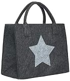 Brandsseller Bolsa de fieltro con estrella para la compra o el tiempo libre, 35 x 20 x 28 cm, antracita/gris claro