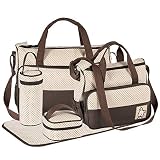 FREESOO Set 5 kits Bolsa de Mama Para Bebe Biberon Bolso Cambiador de Pañales Bolsillo Maternal Bebé para Carro Carrito Biberón Colchoneta Comida Pañal con Gran Capacidad