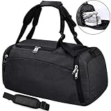 Bolsa Deporte Bolsa Gimnasio de Viaje Impermeable Bolsos Deportivos Fin de Semana Travel Duffle Bag para Hombre y Mujer Negro
