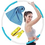 Hula Hoop, 8 Secciones Professional Hula Hoop Desmontable, Material de Acero Inoxidable, Puede Perder Peso y Hacer Ejercicio, Adecuado para Fitness, Gimnasia, con Mini Cinta Métrica (Azul Blanco)