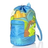 MOOKLIN ROAM Bolsa Grande de Malla para Juguetes de Playa, Mochila Duradera con Cordón Ajustable para Niños Bolsas de Almacenamiento (Juguetes No Están Incluidos) (Azul)
