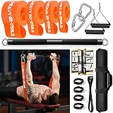 DASKING Juego de Barra de Resistencia portátil, Barra de Entrenamiento de Fuerza de 500 Libras 58cm,Cuatro Bandas de Resistencia para Hombres y Mujeres utilizadas para Peso Muerto y Sentadillas