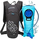 LUROON Mochila de Hidratación con 2L Bolsa de Agua sin BPA, Ligero Portátil Mochila de Correr para Hacer Ejercicio, Escalar, Acampar, Esquiar, Bicicleta, Trekking para Hombres Mujeres (Gris)